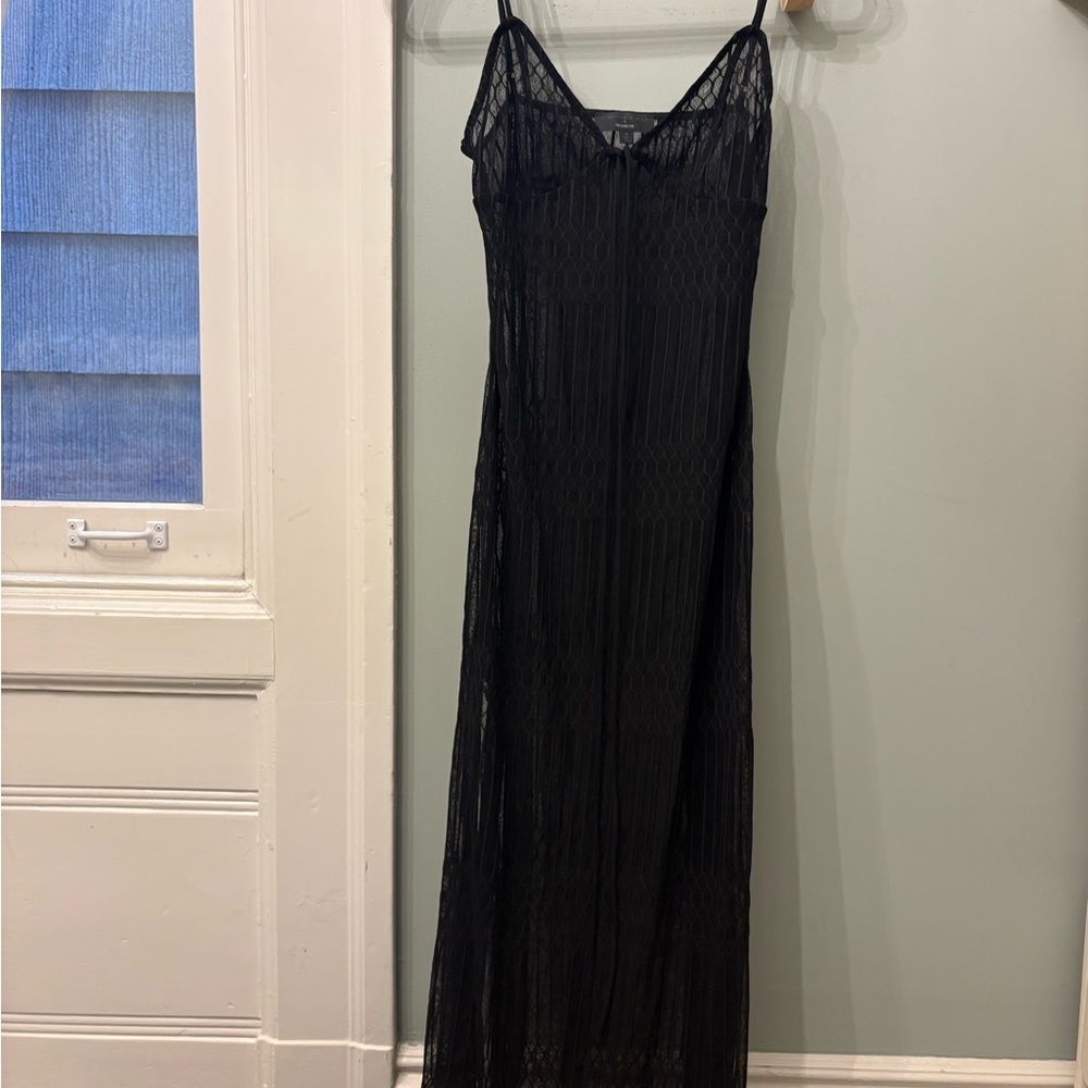 REVOLVE Michael Costello Black Sheer Maxi Slip Dress with Spaghetti Straps